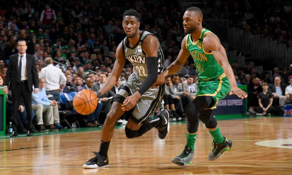 Parent's Pin Points - Caris LeVert #22 of the Brooklyn Nets handles the ball against the Boston Celtics on March 03, 2020 at the TD Garden in Boston, Massachusetts