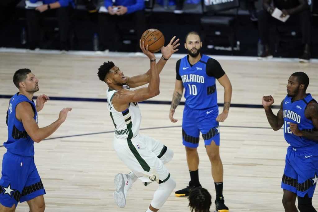 <a rel=Giannis Antetokounmpo led the Bucks to a 3-1 lead over the Magic