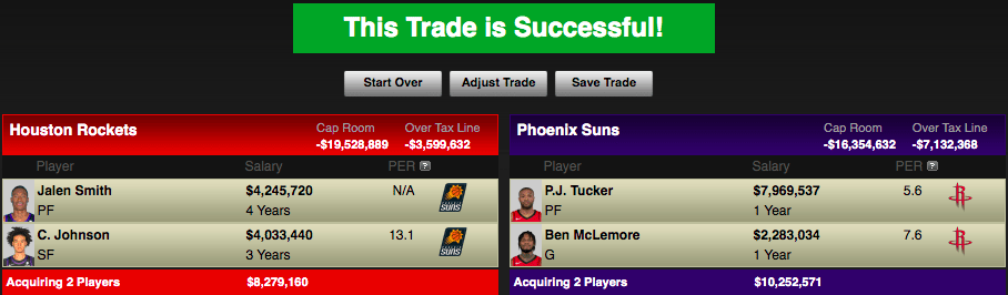 Hypothetical trade deadline move between the Rockets and Suns