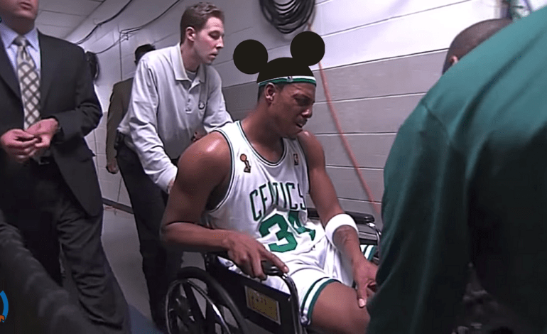 Paul Pierce being carted out of ESPN offices
