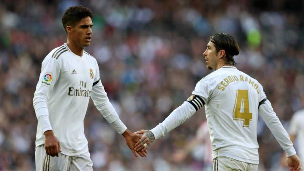 Real Madrid center-backs Raphael Varane and Sergio Ramos.