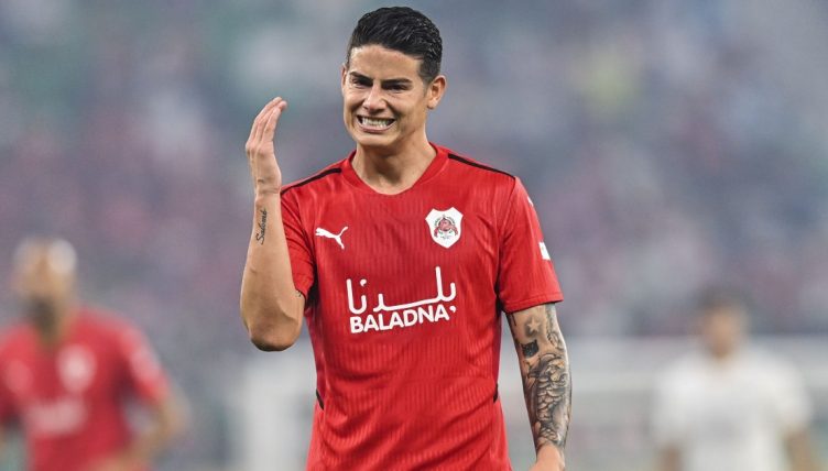 James Rodriguez on the pitch playing for Al-Rayyan SC.