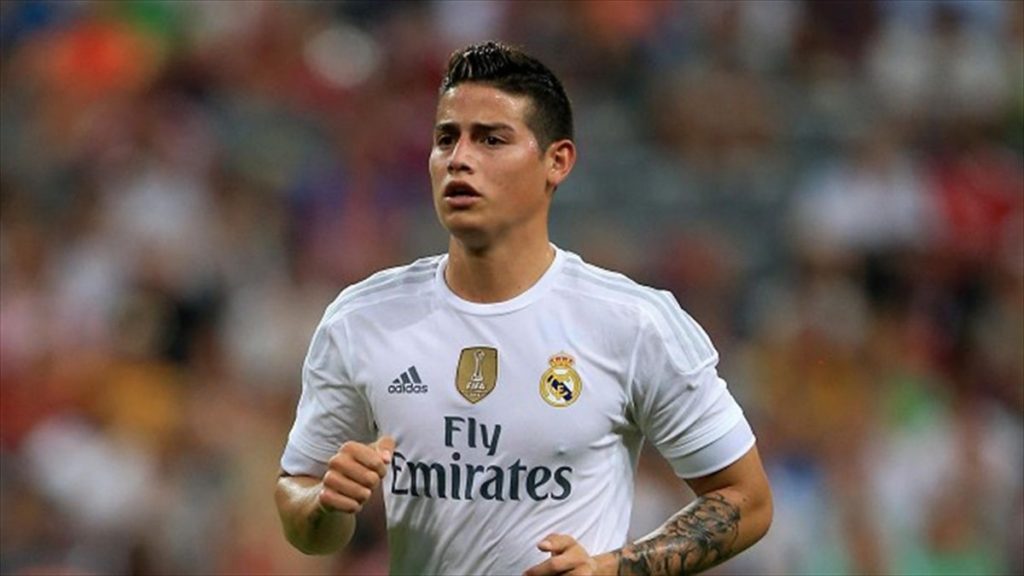 James Rodriguez playing for Real Madrid.