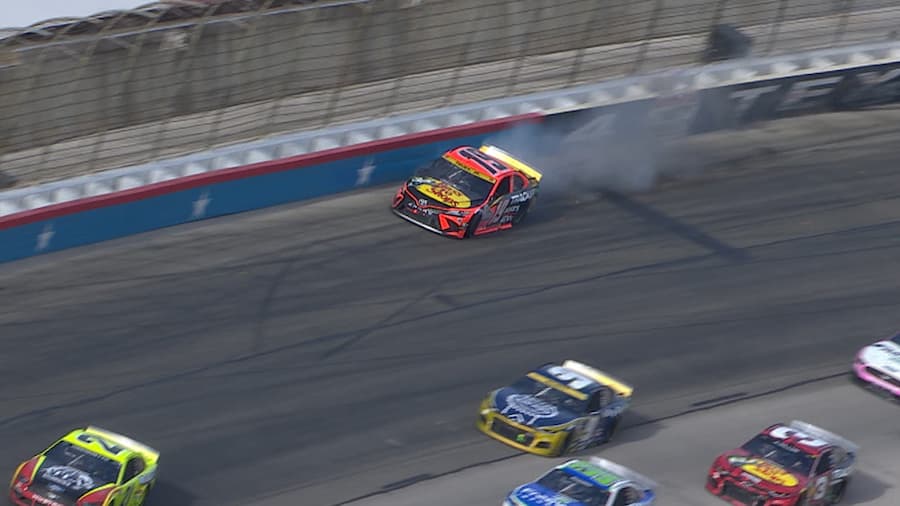 Martin Truex Jr made contact with the outside wall and had to retire late in the race. 