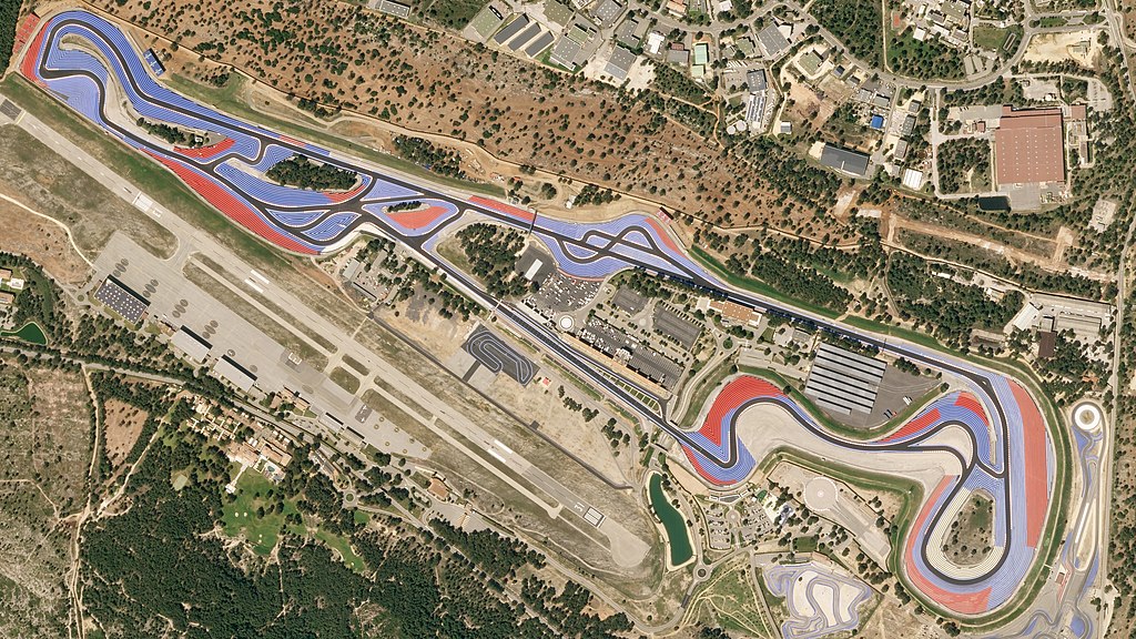 Satellite bird's eye view of Circuit Paul Ricard in Le Castellet, Var, France in 2018. (Source: Wiki) French GP