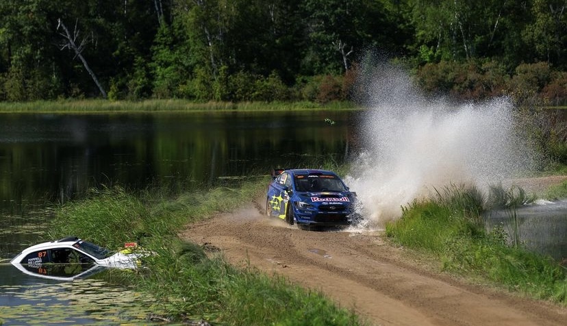 Ojibwe Forests Rally Brandon Semenuk Driving Over A Land Bridge