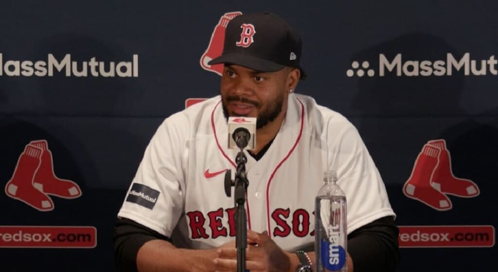 An underrated lineup and an improved bullpen with a closer in Kenley Jansen (pictured at his intro presser in his Red Sox uniform) make the 2023 pitching rotation the key to this team. 
